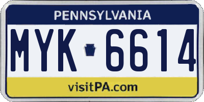 PA license plate MYK6614