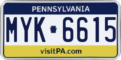 PA license plate MYK6615