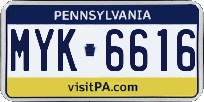 PA license plate MYK6616