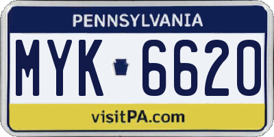 PA license plate MYK6620