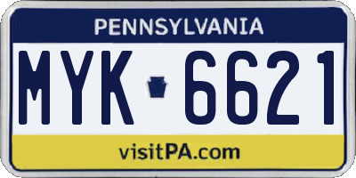 PA license plate MYK6621