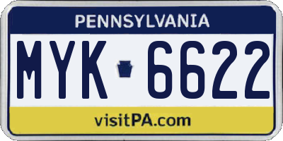 PA license plate MYK6622