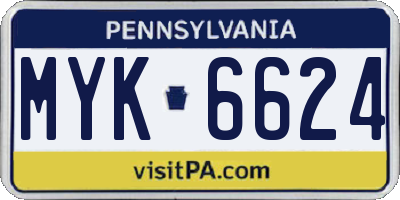 PA license plate MYK6624