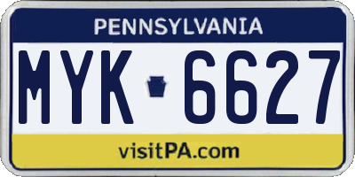 PA license plate MYK6627