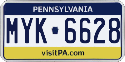 PA license plate MYK6628