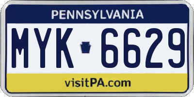 PA license plate MYK6629