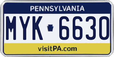 PA license plate MYK6630