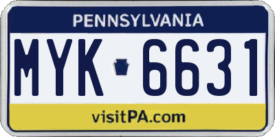 PA license plate MYK6631