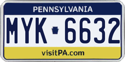 PA license plate MYK6632