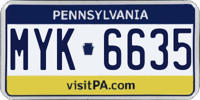PA license plate MYK6635
