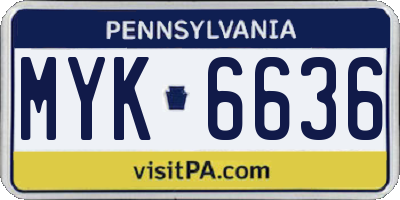 PA license plate MYK6636