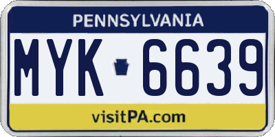 PA license plate MYK6639
