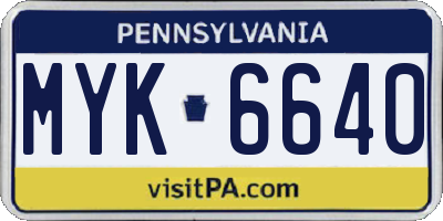 PA license plate MYK6640