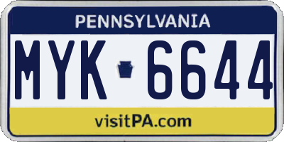 PA license plate MYK6644
