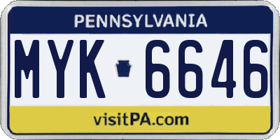 PA license plate MYK6646