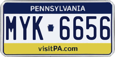 PA license plate MYK6656