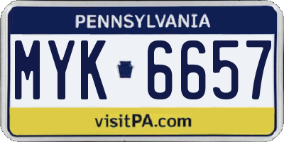PA license plate MYK6657
