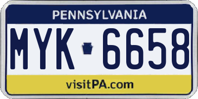 PA license plate MYK6658