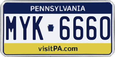 PA license plate MYK6660