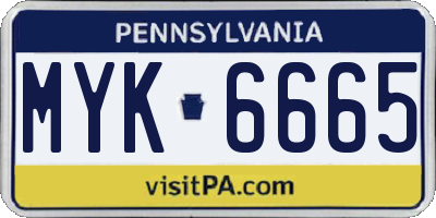 PA license plate MYK6665