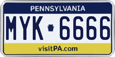PA license plate MYK6666