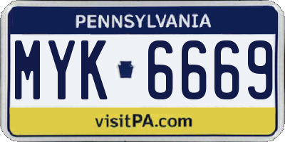 PA license plate MYK6669