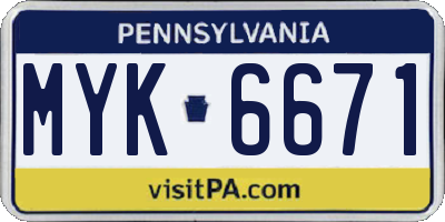 PA license plate MYK6671