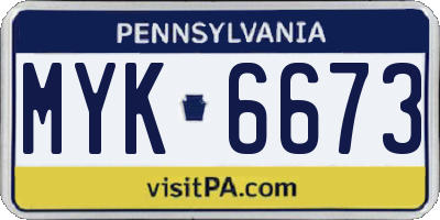 PA license plate MYK6673