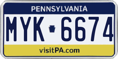 PA license plate MYK6674