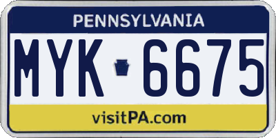 PA license plate MYK6675