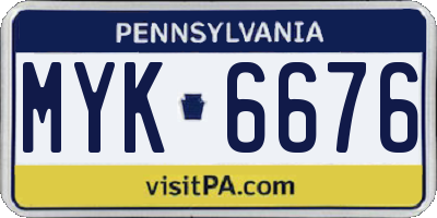 PA license plate MYK6676