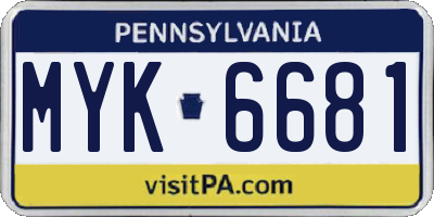 PA license plate MYK6681