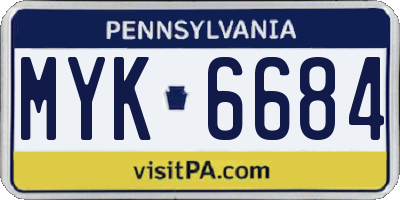 PA license plate MYK6684