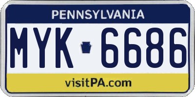 PA license plate MYK6686