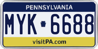 PA license plate MYK6688