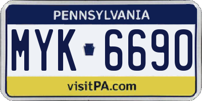 PA license plate MYK6690