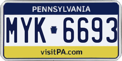 PA license plate MYK6693
