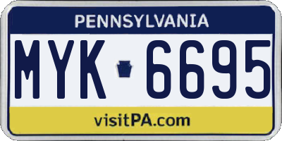PA license plate MYK6695