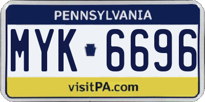 PA license plate MYK6696