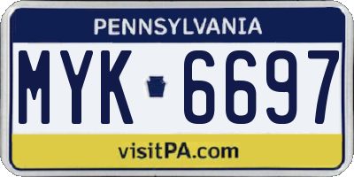 PA license plate MYK6697