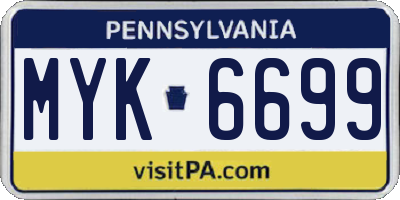 PA license plate MYK6699