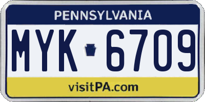 PA license plate MYK6709