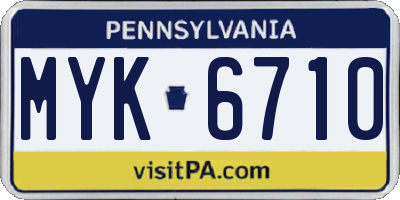 PA license plate MYK6710