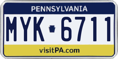 PA license plate MYK6711