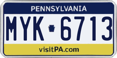 PA license plate MYK6713