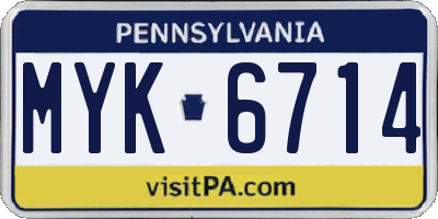 PA license plate MYK6714
