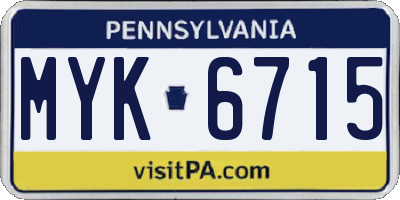 PA license plate MYK6715