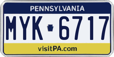 PA license plate MYK6717