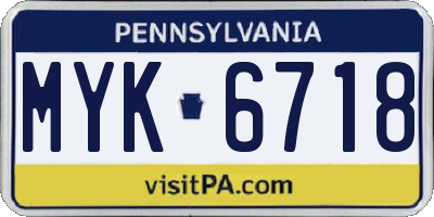 PA license plate MYK6718