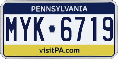 PA license plate MYK6719